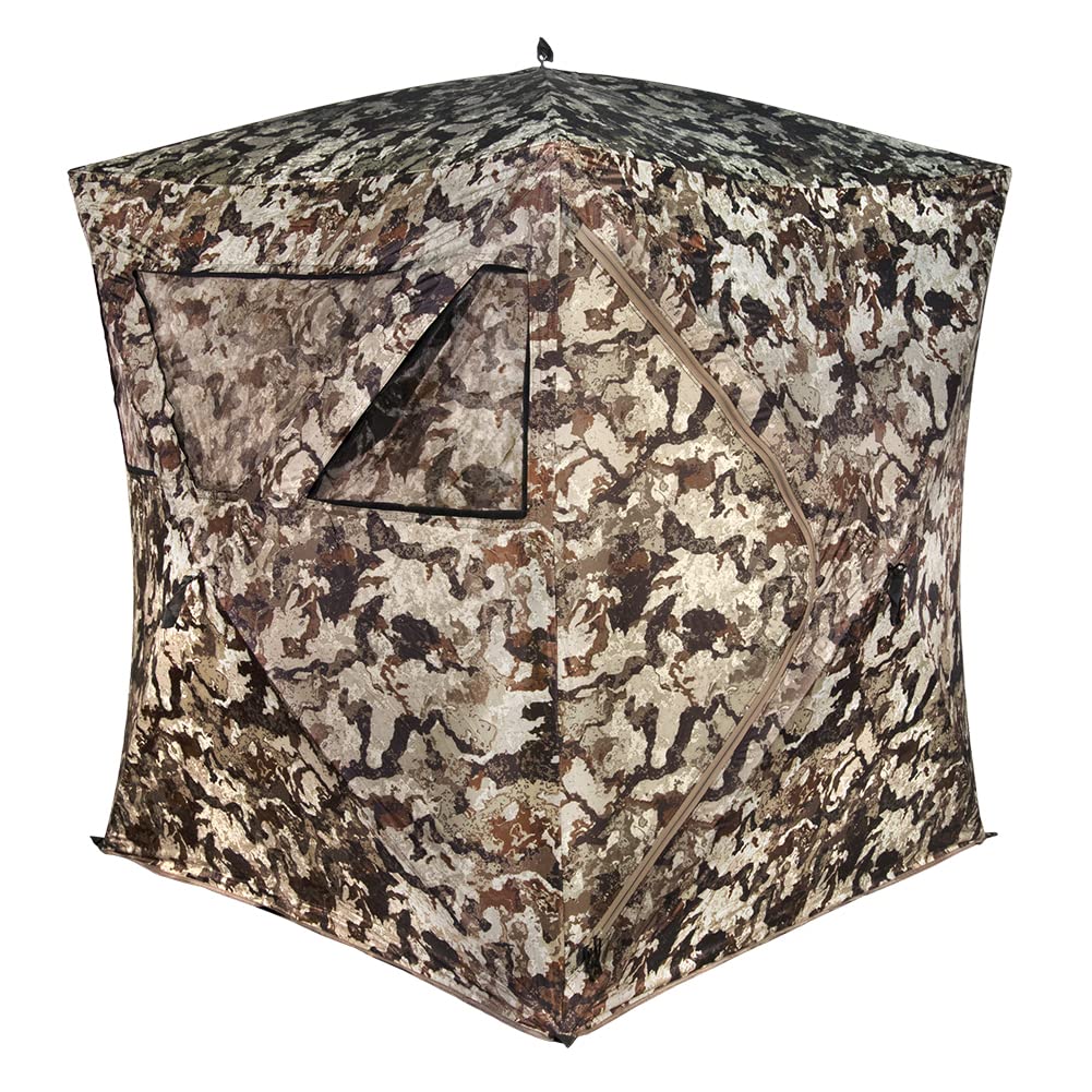 Muddy Hunting Whitetail Deer Buck Hog Watertight 300D Fabric Standing Height 66” Veil Camo Pattern Three Person Ground Blind - Image 6