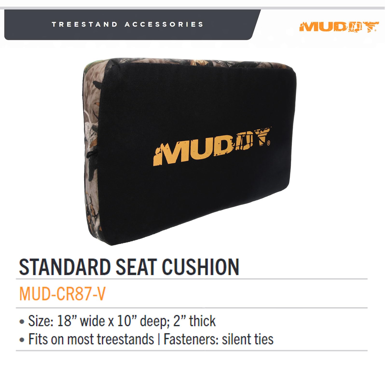 MUDDY Standard Seat Cushion - 18" x 10" Durable Lightweight Portable All-Day Comfort Hunting Outdoor Cushioned Tree Stand Seat with Silent Ties, Fits Most Treestands - Image 7